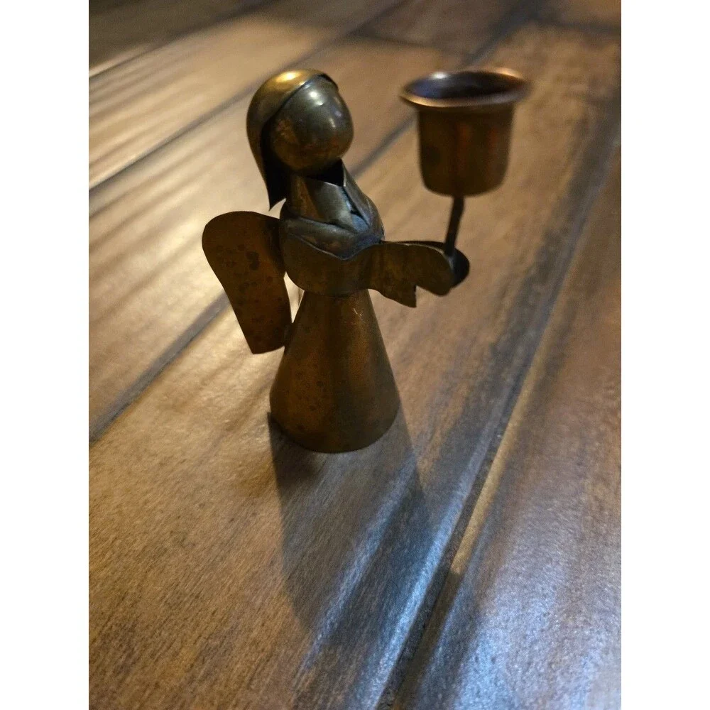 Vintage Brass & Copper Angel Candleholder